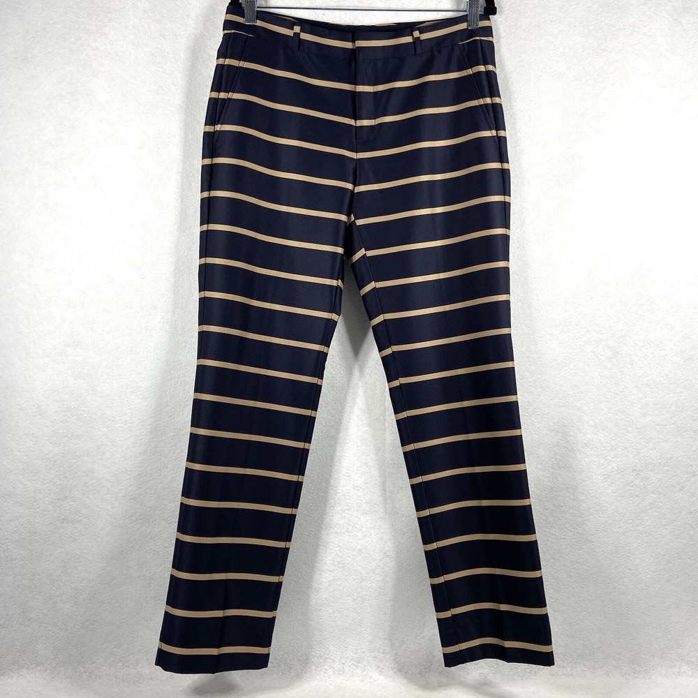 Banana Republic Ryan Pants Women's 8 Tan Blue Straight Tapered Leg New